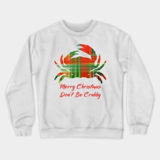 Merry Christmas Crab Checked Plaid Crewneck Sweatshirt